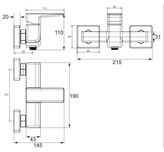 Смеситель для душа Omnires Parma black mat (PM7440BL)