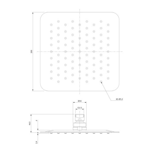 верхний душ Omnires Ultra Slimline chrome 20x20 cm (WGU220CR)