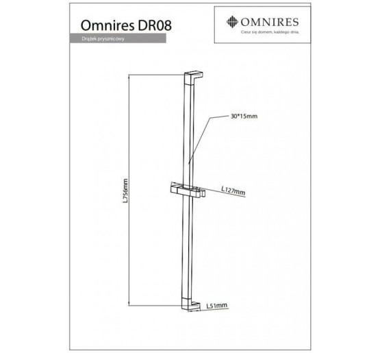 Душевая штанга Omnires chrome 78 cm (DR08CR)