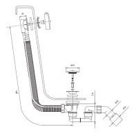 Сифон для ванни з переливом Omnires CGS gold (TK104-PLUS-3.04+64-SGL)