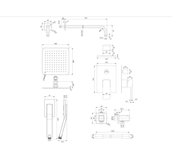 Душевая система скрытого монтажа Omnires Slide graphite (SYSSL12GR)