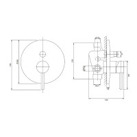 Смеситель для ванны и душа скрытого монтажа Omnires Y graphite (Y1235GR)