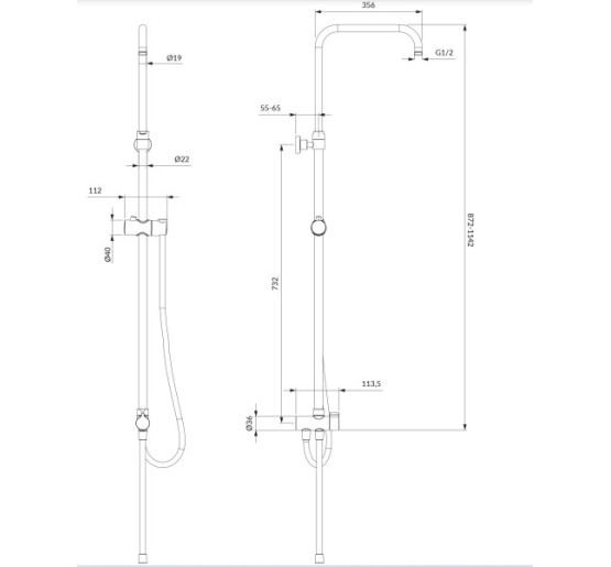 душевой гарнитур Omnires Uni chrome (UN10041CR)