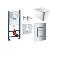 унитаз Omnires Boston 53x36 rimless подвесной, сиденье дюропласт + инсталляция Grohe Rapid Sl (3873200A + BOSTONMWBP)