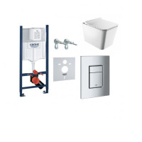 унітаз Omnires Boston 53x36 rimless підвісний, сидіння дюропласт + інсталяція Grohe Rapid Sl (3873200A + BOSTONMWBP)