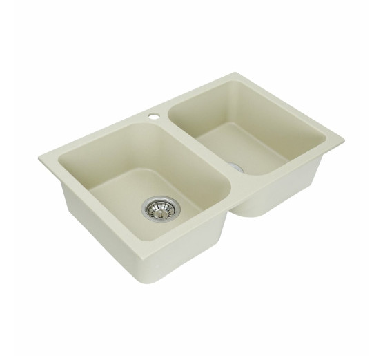 Гранітна мийка для кухні Platinum 7648W TWIN глянець Айворі
