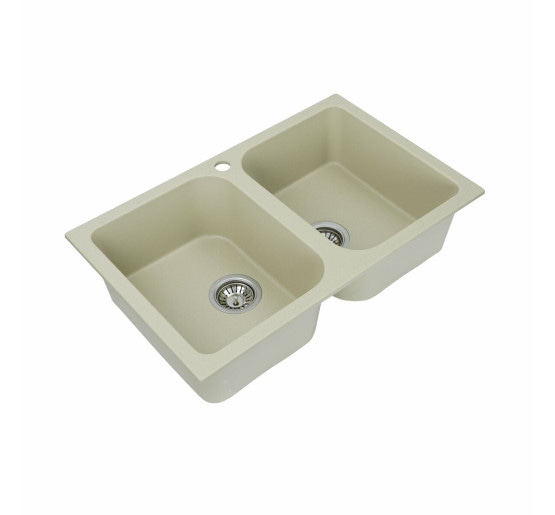 Гранітна мийка для кухні Platinum 7648W TWIN глянець Айворі