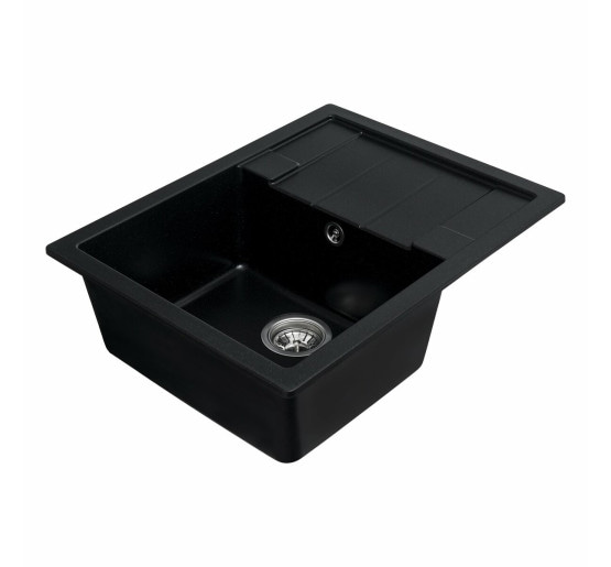 Гранітна мийка для кухні Platinum 6550 INTENSO матова Чорний металік