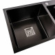 Кухонна мийка Platinum Handmade PVD HDB чорна 780х430х230 на дві чаші (квадратний сифон,3.0/1.0)