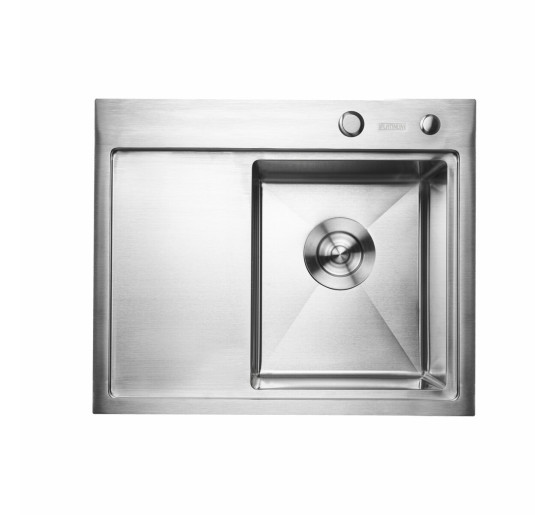 Кухонна мийка Platinum Handmade 580х480х220 R нержавійка (товщина 3,0/1,5 мм корзина та дозатор в комплекті)