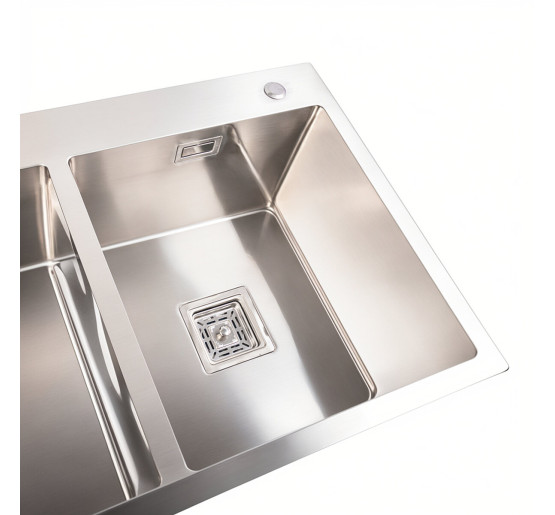 Кухонна мийка нержавійка Platinum Handmade HDB на дві чаші (квадратний сифон,3.0/1.0)