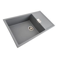 Гранитная мойка для кухни Platinum 8650 DIAMOND матовая (серый металлик)