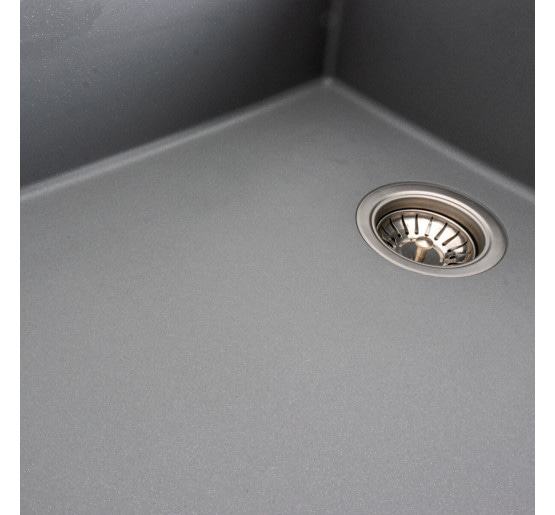 Гранітна мийка для кухні Platinum 8650 DIAMOND матова (сірий металік)