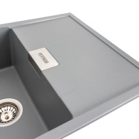 Гранітна мийка для кухні Platinum 8650 DIAMOND матова (сірий металік)