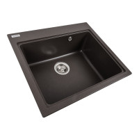 Гранітна мийка для кухні Platinum 5852 VESTA матова Темна скеля