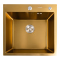 Кухонна мийка Platinum Handmade PVD золото 50*50/220 3,0/1,5 мм корзина та дозатор в комплекті