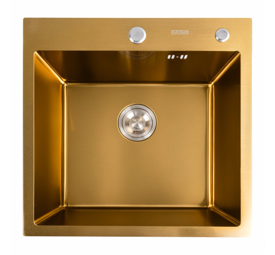 Кухонна мийка Platinum Handmade PVD золото 50*50/220 3,0/1,5 мм корзина та дозатор в комплекті