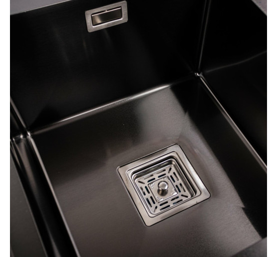 Кухонная мойка Platinum Handmade PVD HDB черная 780х480х230 на две чаши (квадратный сифон, 3.0/1.0)