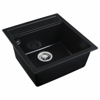 Гранітна мийка для кухні Platinum 5149 FIESTA матова Чорний металік