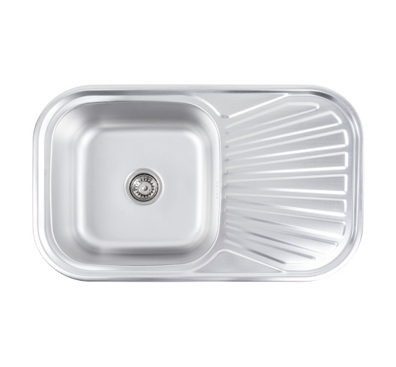 Кухонна мийка з нержавіючої сталі закруглена Platinum ДЕКОР 7848 (0,8/180 мм)