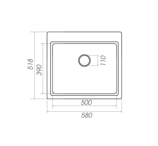 Гранитная мойка для кухни Platinum 5852 VESTA матовая Черный металлик