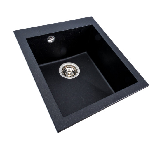 Гранітна мийка для кухні Platinum 4150 SOKIL матова (чорний металік)