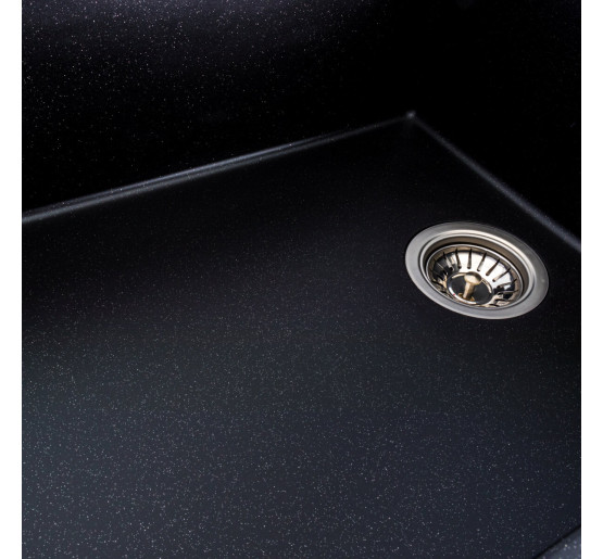 Гранітна мийка для кухні Platinum 8650 DIAMOND матова (чорний металік)