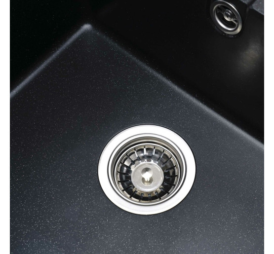 Гранітна мийка для кухні Platinum матова 5851 ARIA Чорний металік