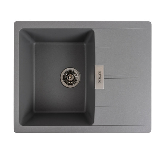 Гранітна мийка для кухні Platinum 6250 ZIRKONE матовий сірий металік