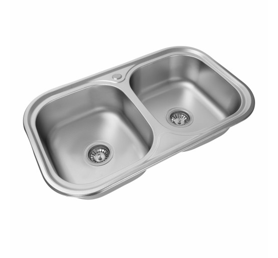 Кухонна мийка з нержавіючої сталі закруглена Platinum ДЕКОР 7848D (0,8/180 мм)