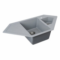 Гранітна мийка для кухні Platinum 9950 PANDORA матова Сірий металік