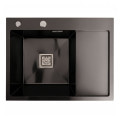 Мийка PVD Platinum Handmade 650x500x230 L чорна (квадратний сифон 3,0/1,0)