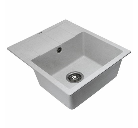 Гранітна мийка для кухні Platinum 5851 ARIA матова Біла в крапку
