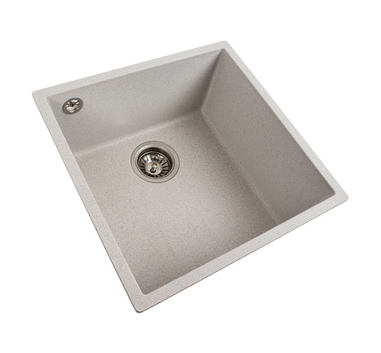 Гранітна мийка для кухні Platinum 4040 RUBA матова біла в крапку