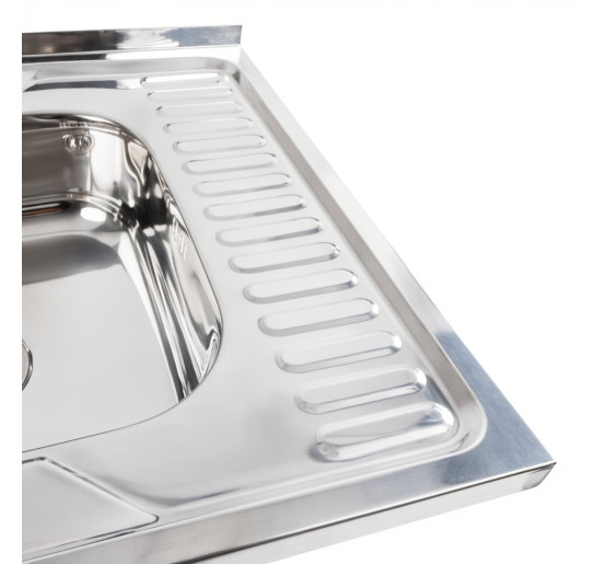 Кухонна мийка з нержавіючої сталі Platinum ПОЛІРОВКА 6060 L (0,7/160 мм)