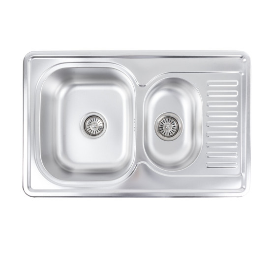 Кухонна мийка з нержавіючої сталі Platinum ДЕКОР 7850D (0,8/180 мм)