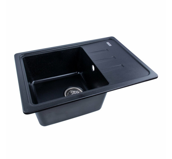 Гранітна мийка для кухні Platinum 6243 LIANA матова Чорний металік
