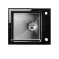 Кухонна мийка Platinum Handmade PVD BLACK GLASS 600х510х200 мм
