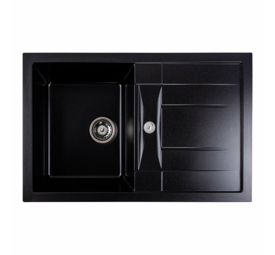 Гранитная мойка для кухни Platinum 7850 TROYA матовая Черный металлик