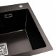 Кухонна мийка Platinum Handmade PVD 580х430х220 чорна (товщина 3,0/1,0 мм квадратний сіфон)