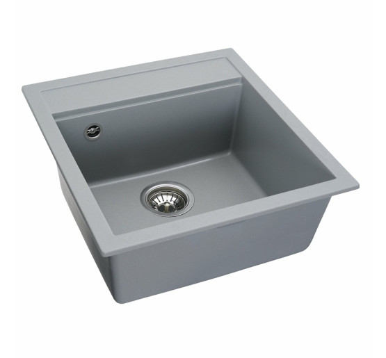 Гранітна мийка для кухні Platinum 5149 FIESTA матова Сірий металік