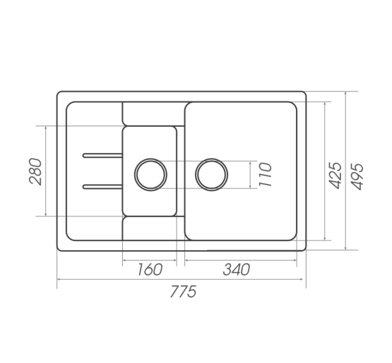 Гранитная мойка для кухни Platinum 7850W KESSAN глянец Серый металлик