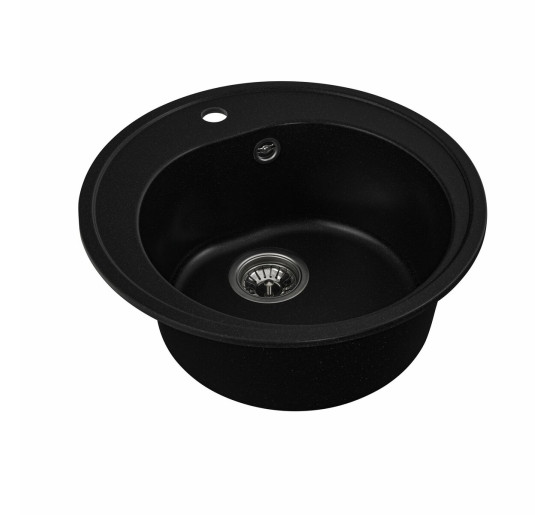 Гранітна мийка для кухні Platinum 510 LUNA матова Чорний металік