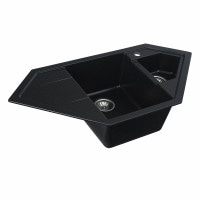 Гранітна мийка для кухні Platinum 9950 PANDORA матова Чорний металік
