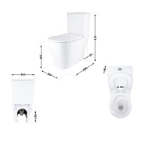 Унітаз-моноблок підлоговий Qtap Swan Ultra Quiet безобідковий з сидінням Soft-close WHITE QT16226080AW