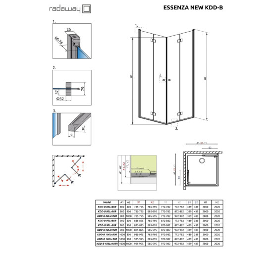 Душевая кабина (половина) Essenza New KDD-B 80 правая, RADAWAY