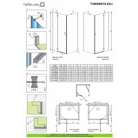 Душова кабіна прямокутна Torrenta KDJ 100 Rx90 32246-01-05NR RADAWAY