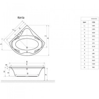 Ванна кутова KERIA 150x150, RADAWAY