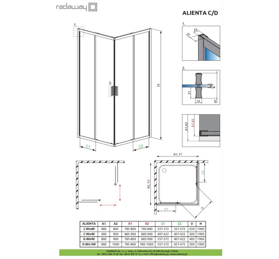 Душова кабіна Alienta С Black 90x90 10239090-54-01 RADAWAY