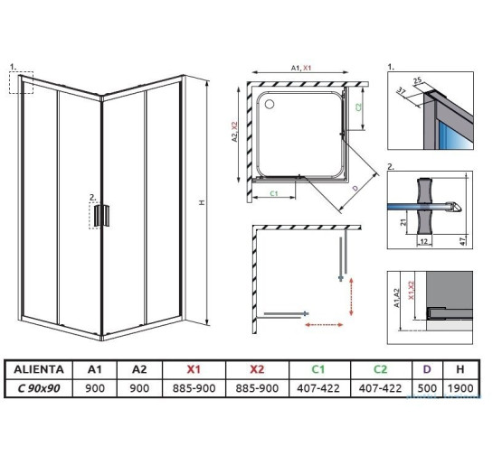 Душевая кабина Alienta С 90x90 10239090-01-01 RADAWAY